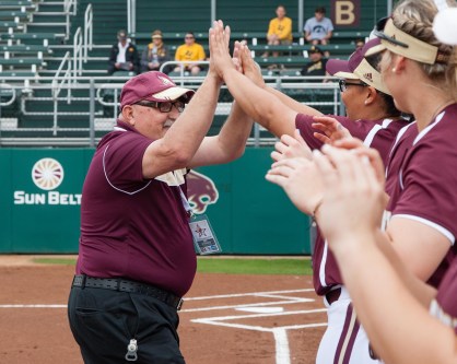 February the honor to throw out the first pitch at a Texas State Softball game!!
